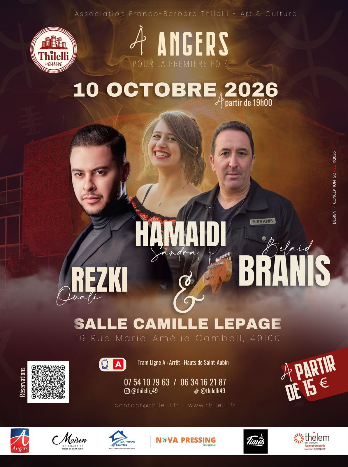 Concert à Angers : Rezki Ouali, Sandra Hamaidi et Belaid Branis